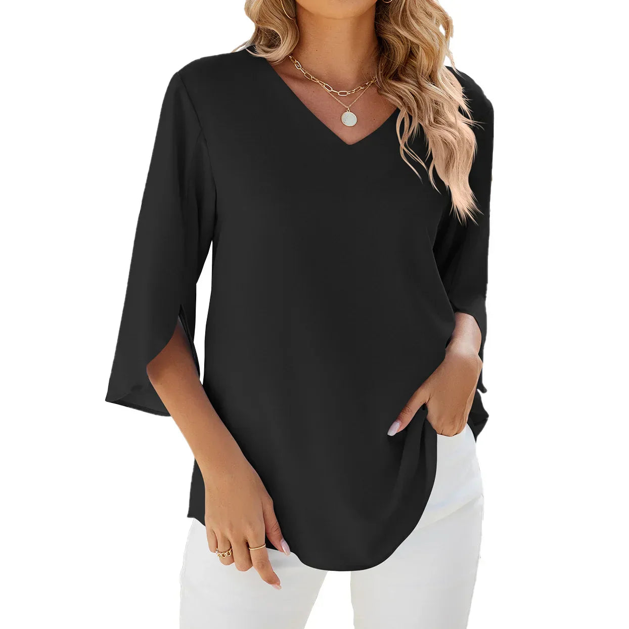 Lola™ - Bluse med V-hals